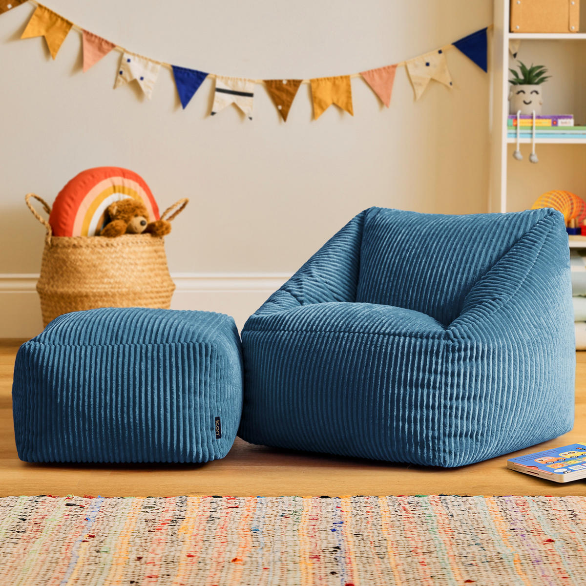 KINDERSITZSACK mit Hocker Natalia - Blau, Textil (55/44/55cm) - icon