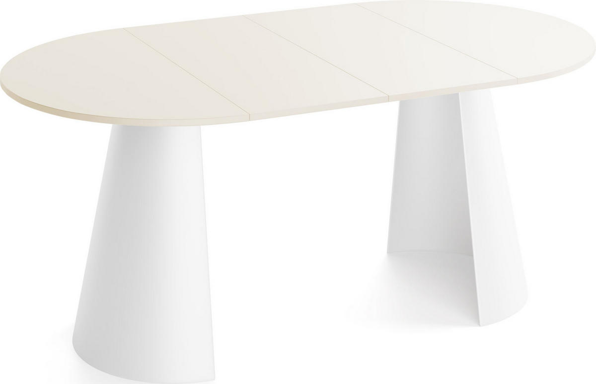 ESSTISCH Lamio runder ausziehbarer, Beige Cashmere 100-180/100/76 cm - Kaschmir/Weiß, Holzwerkstoff/Metall (100/100/76cm) - WFL GROUP
