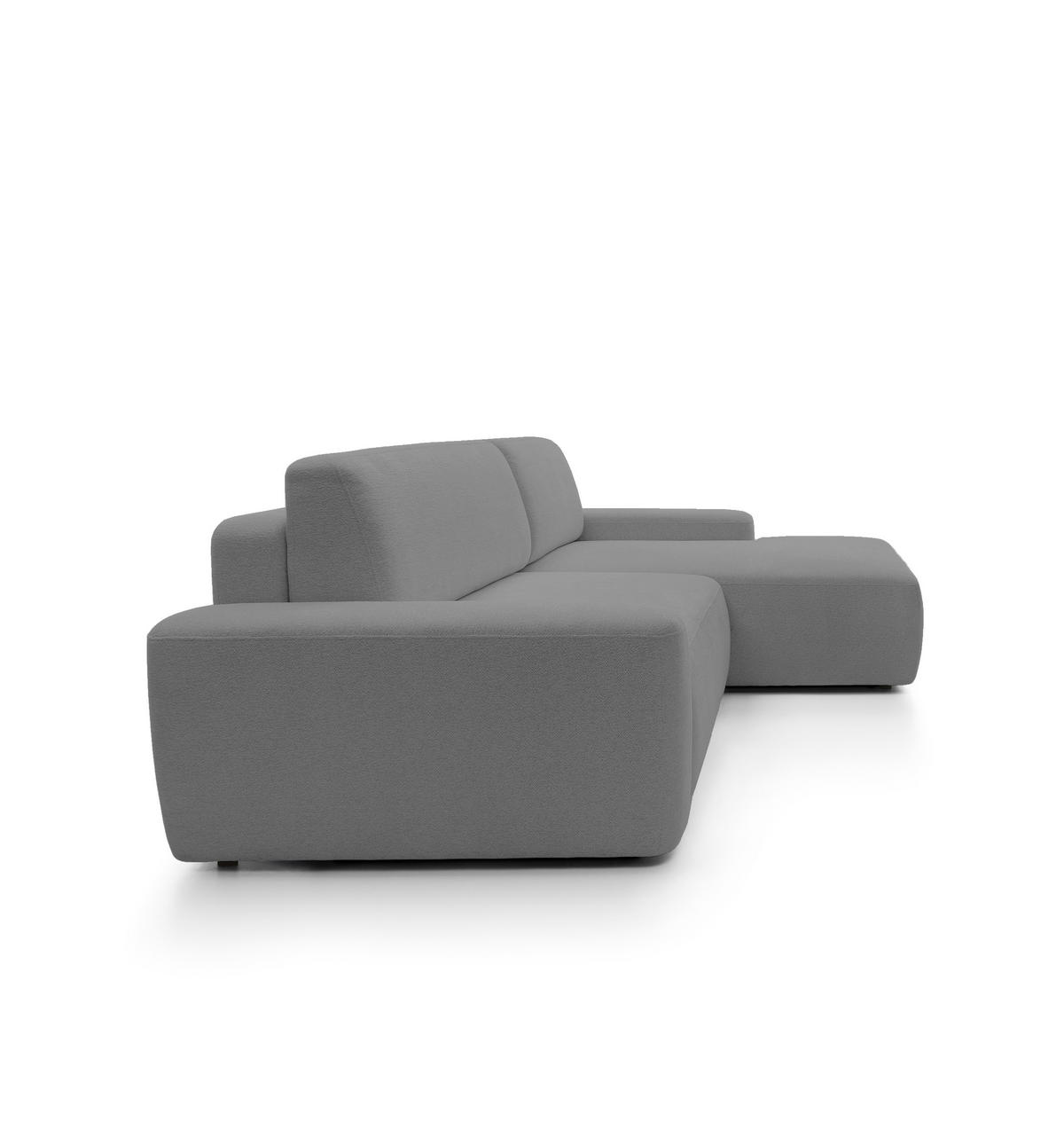 ECKSOFA BOULI 4-Sitzer Polstersofa Raven mit Schlaffunktion 130x210 cm Bettzeugablage 264x162x82 cm rechte, Farbe: Grau​ - Grau, Holz/Textil (264/162cm) - DomoHome