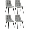 STUHL 4er Set Lederlook hellgrau - Hellgrau/Schwarz, Textil/Metall (45/84/55cm) - CLP