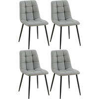 STUHL 4er Set Lederlook hellgrau - Hellgrau/Schwarz, Textil/Metall (45/84/55cm) - CLP