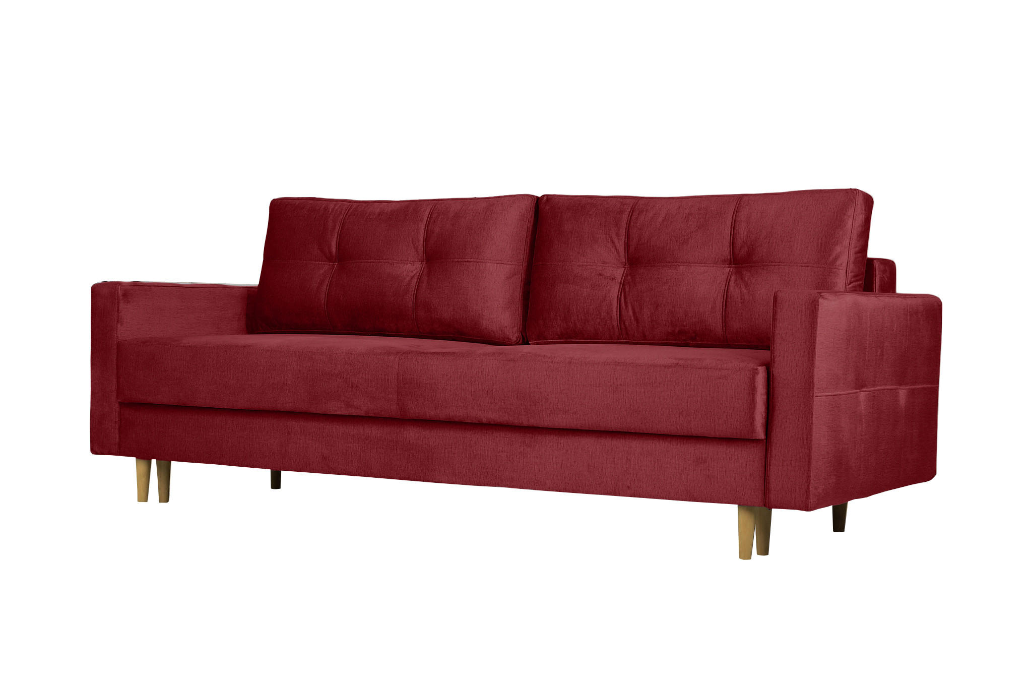 SCHLAFOSOFA Floro 3-Sitzer Stoff Monolith Rot - Rot, Holz/Textil (227/92/98cm) - Kaiser Möbel