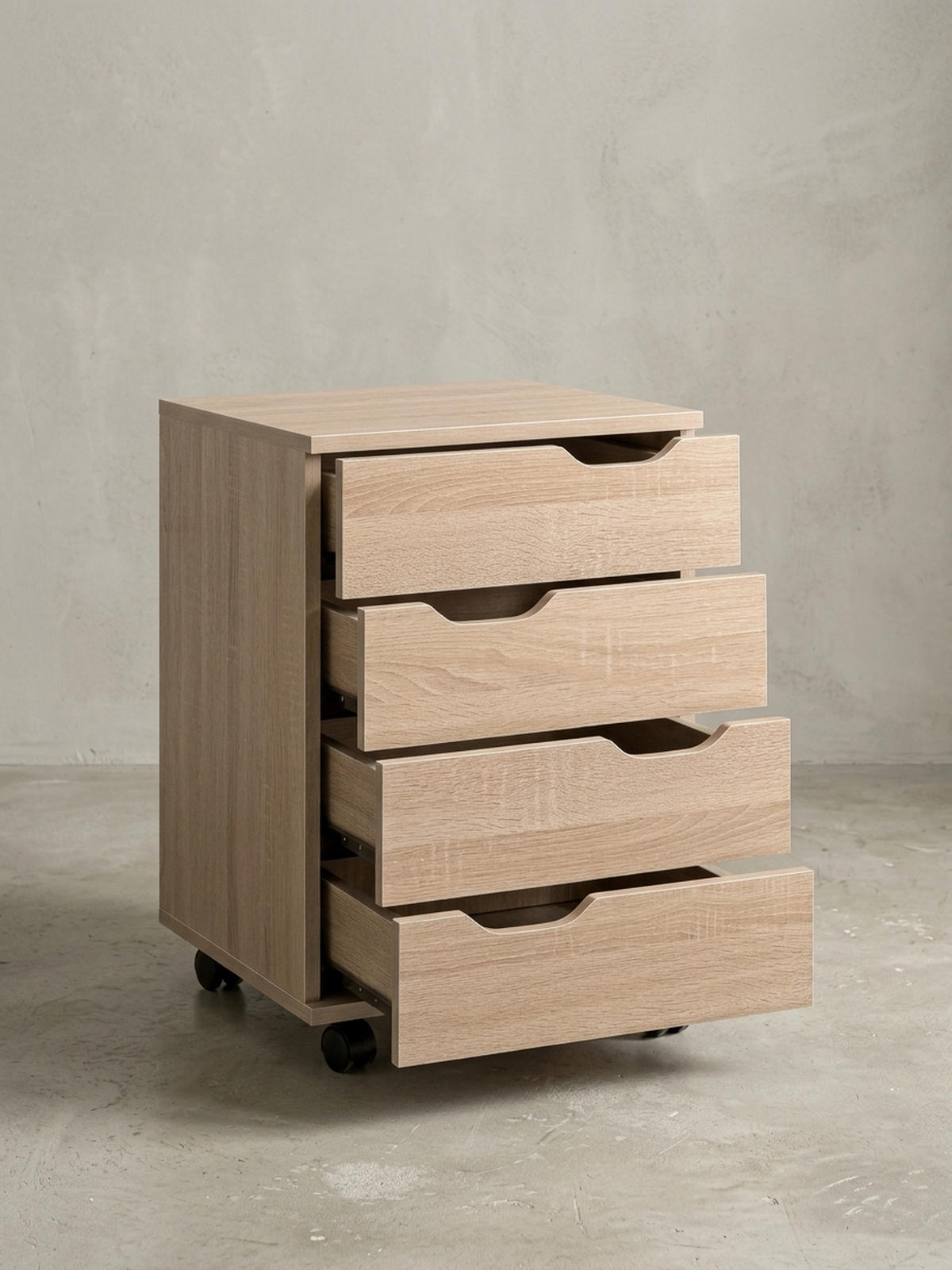 ROLLCONTAINER – Weiß, 4 Schubladen, Rollen, stilvoll, für Büro - Beige/Schwarz, Holz/Kunststoff (40/60/40cm) - KADIMA DESIGN