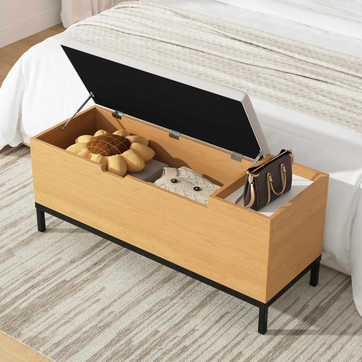 SCHUHBANK Aufbewahrung Sitz natural 115x40x49.5cm - Naturfarben, Holzwerkstoff (40/49.5/115cm) - FLIEKS
