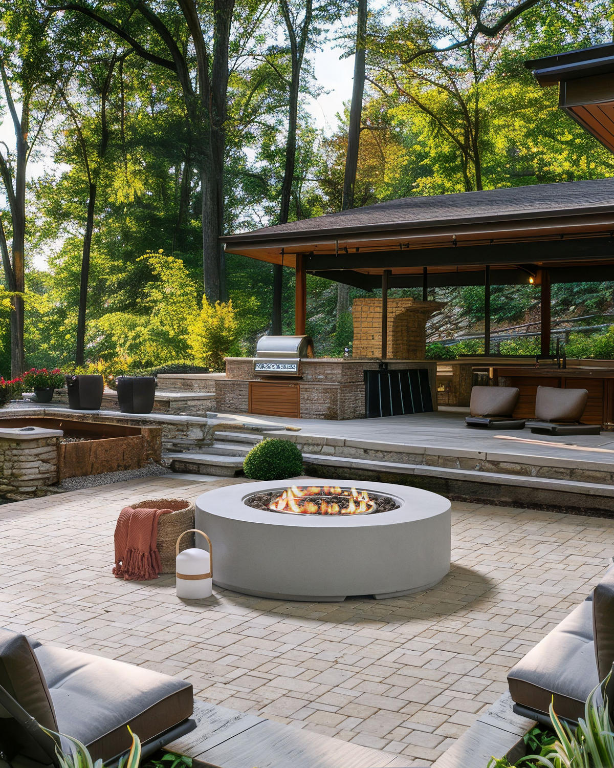 FEUERSTELLE Grau Pacaya - Grau, Stein (107/30/107cm) - Beliani