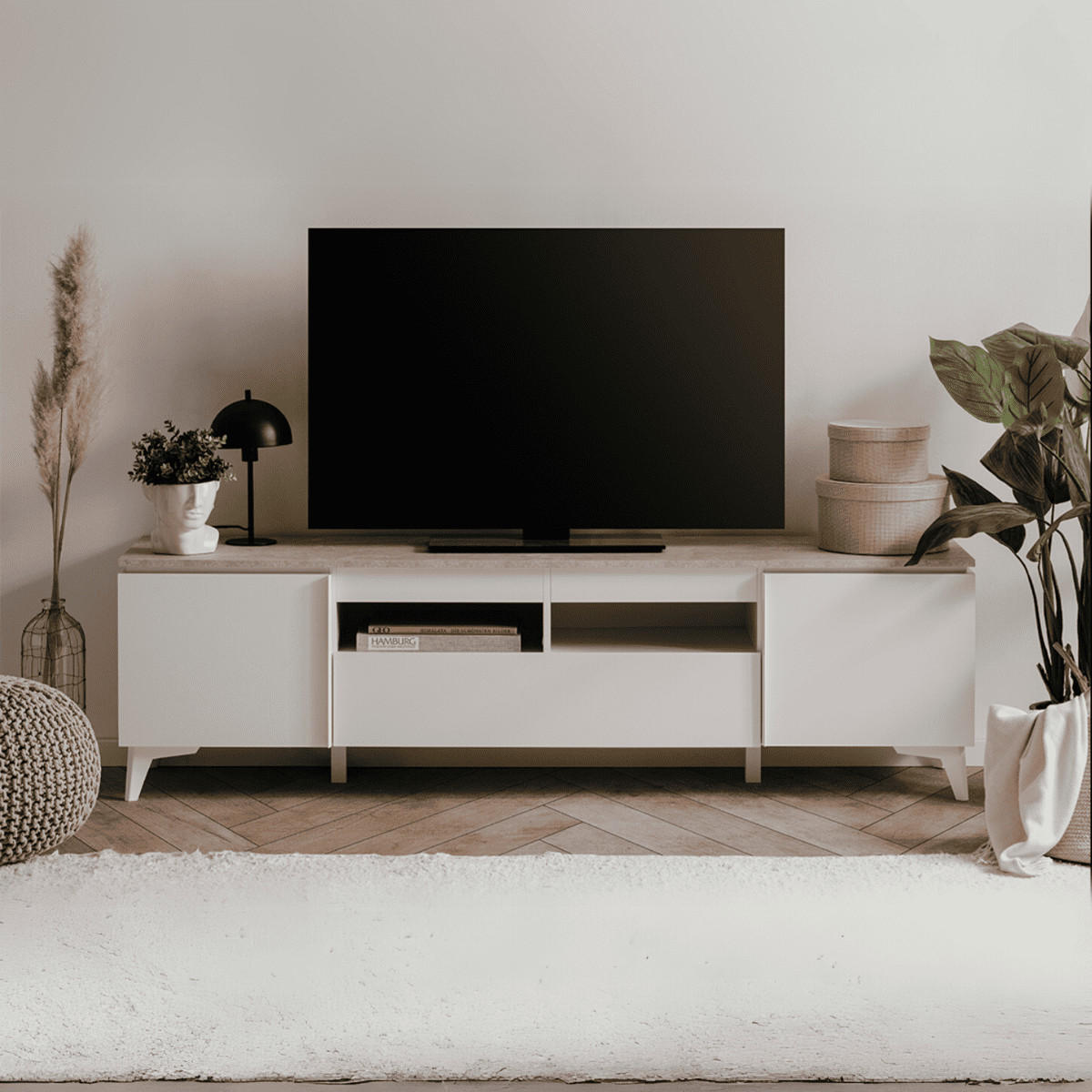 LOWBOARD Bertrix 40/177/52 cm - Weiß, Holzwerkstoff (177/52/40cm) - Finori GmbH