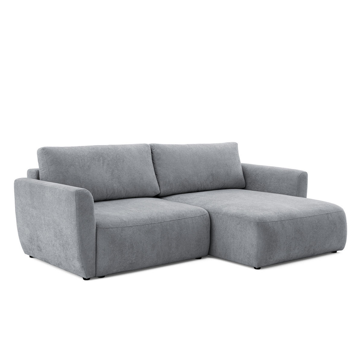 ECKSOFA BELLA L Rechts mit Schlaffunktion 140x205 Velours Grau - Schwarz/Grau, Holz/Kunststoff (165/230cm) - Muffo