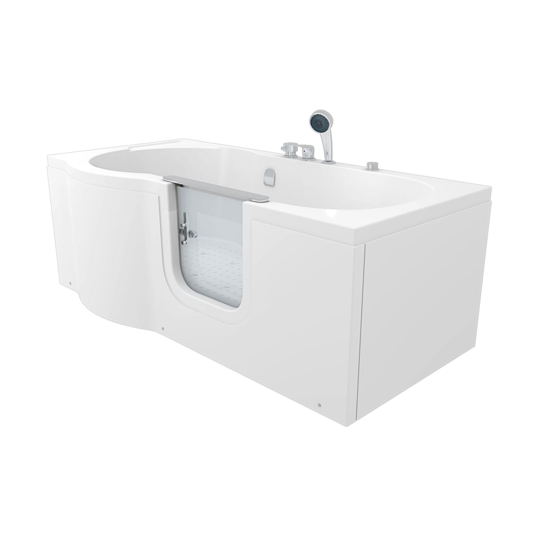 SITZBADEWANNE Senioren Wanne Sitzwanne mit Tür S12-EH-AIR-R 85x170 cm - Weiß, Glas/Kunststoff (170/60/85cm) - AcquaVapore by Sandra Jentho