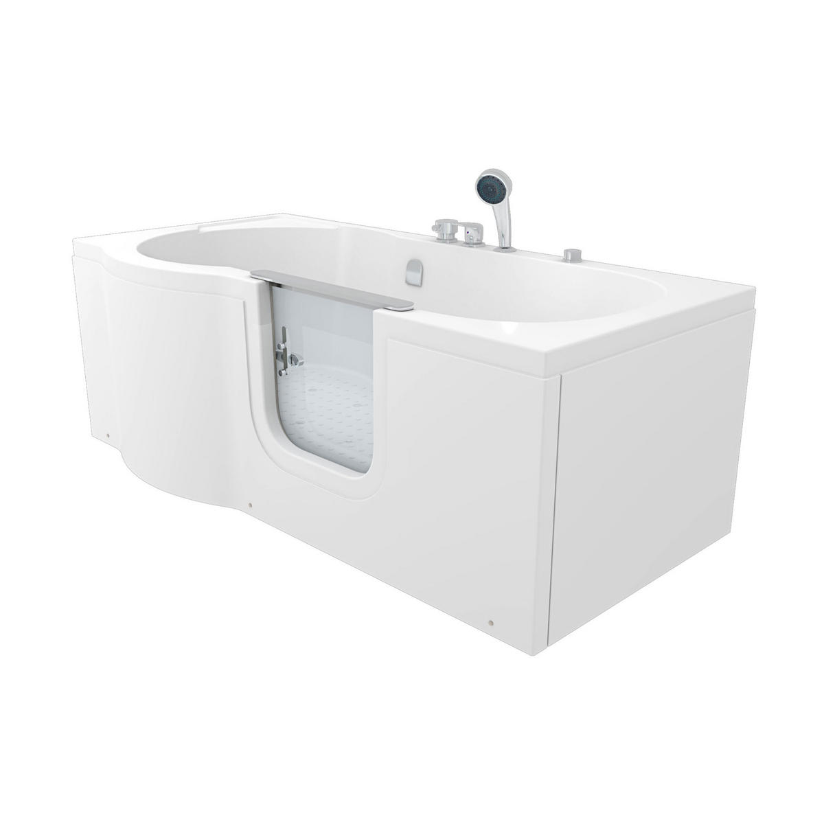 SITZBADEWANNE Senioren Wanne Sitzwanne mit Tür S12-EH-AIR-R 85x170 cm - Weiß, Glas/Kunststoff (170/60/85cm) - AcquaVapore by Sandra Jentho