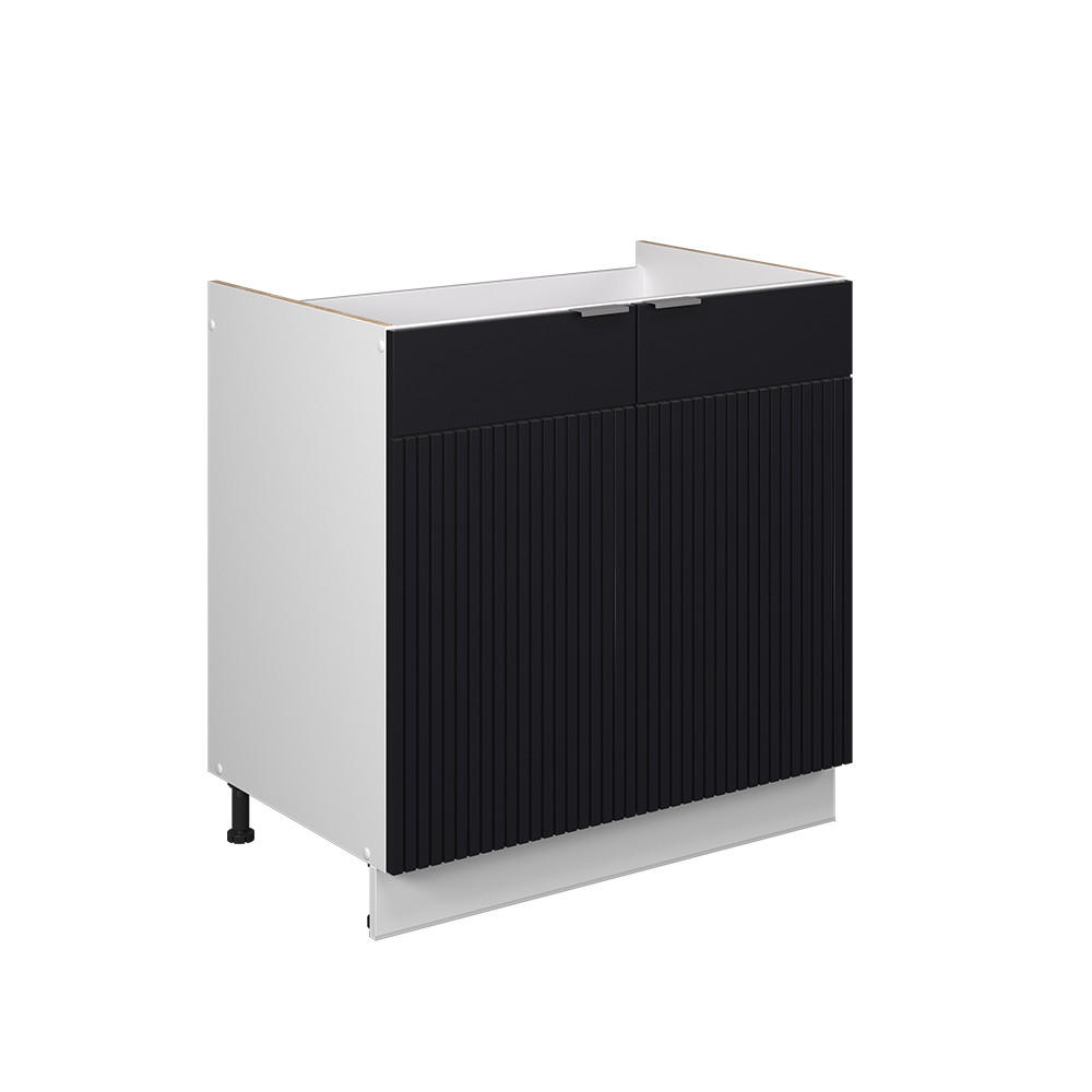 DISKBÄNKSSKÅP Fame-Line Svart randig 80 cm utan bänkskiva Svart, Vit 82/80/51.6 cm