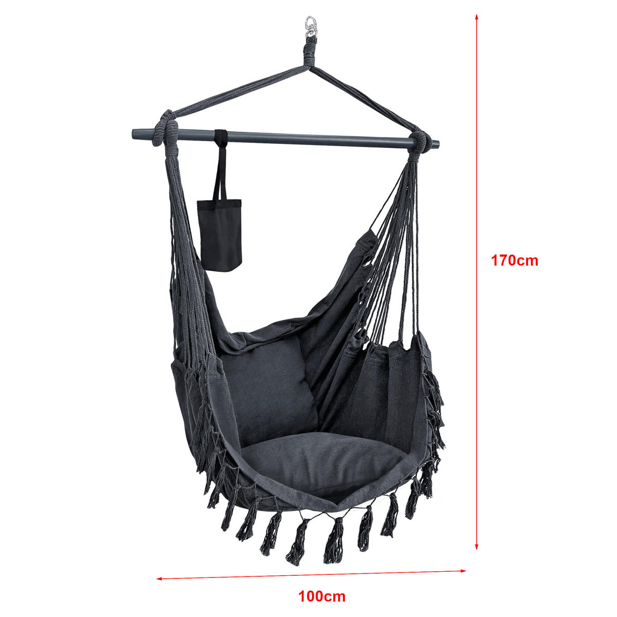 HÄNGESESSEL Aranga - Dunkelgrau, Textil (100/170/50cm) - [en.casa]