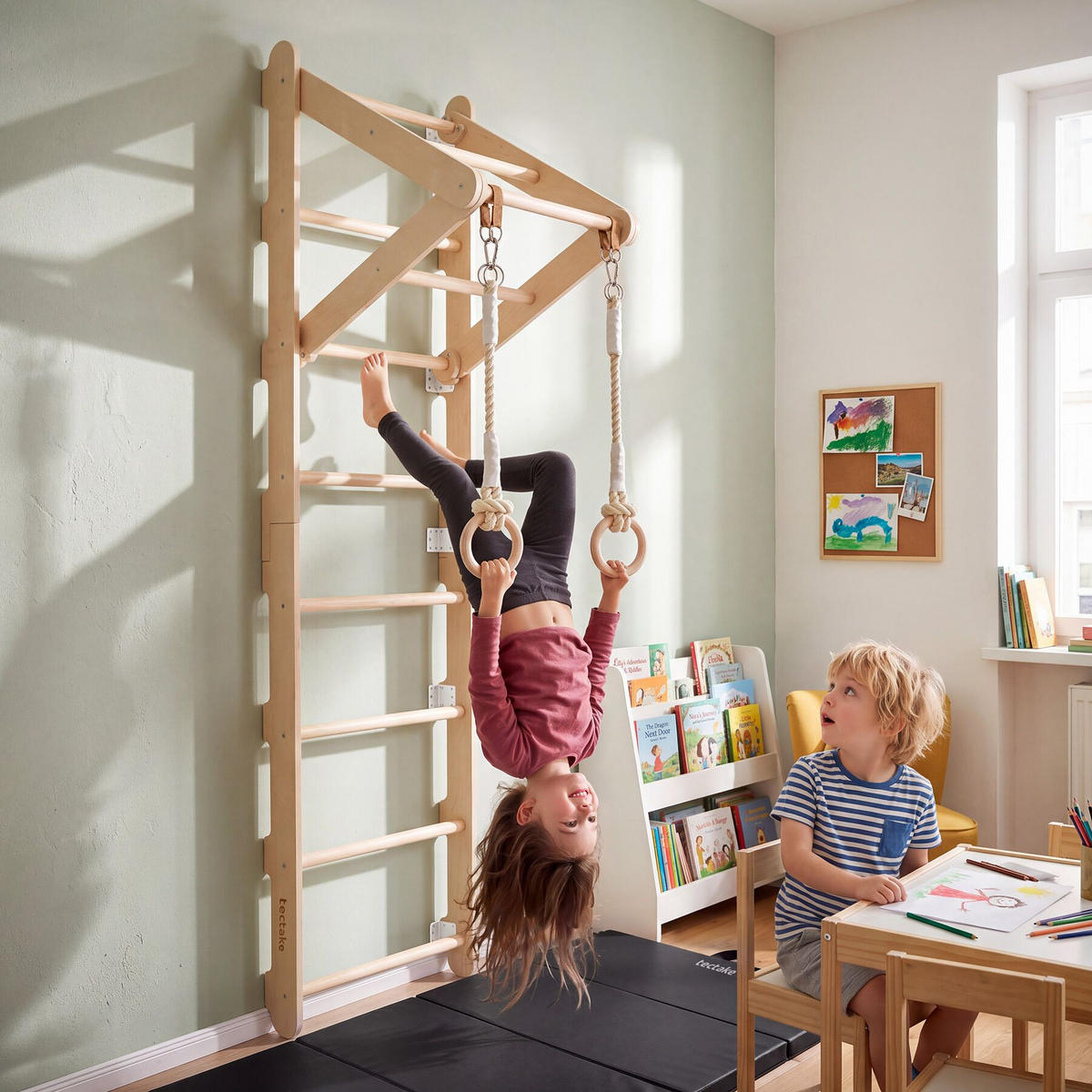 SPROSSENWAND Matterhorn, indoor, für Kinder ab 3 Jahren, hellbraun - Hellbraun, Holz (62/210/58cm) - tectake