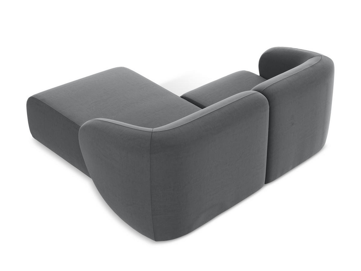 ECKSOFA Rechts Samt Stoff Grau - Edelstahlfarben/Schwarz, Holzwerkstoff/Kunststoff (178/166cm) - Makamii