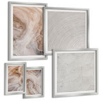 BILDER SET 5er Set - 50x50 cm & 20x30 cm & 40x60 cm Silberner Rahmen - Marmorstein-Texturmuster - Silberfarben, Kunststoff (40/60cm) - TULUP