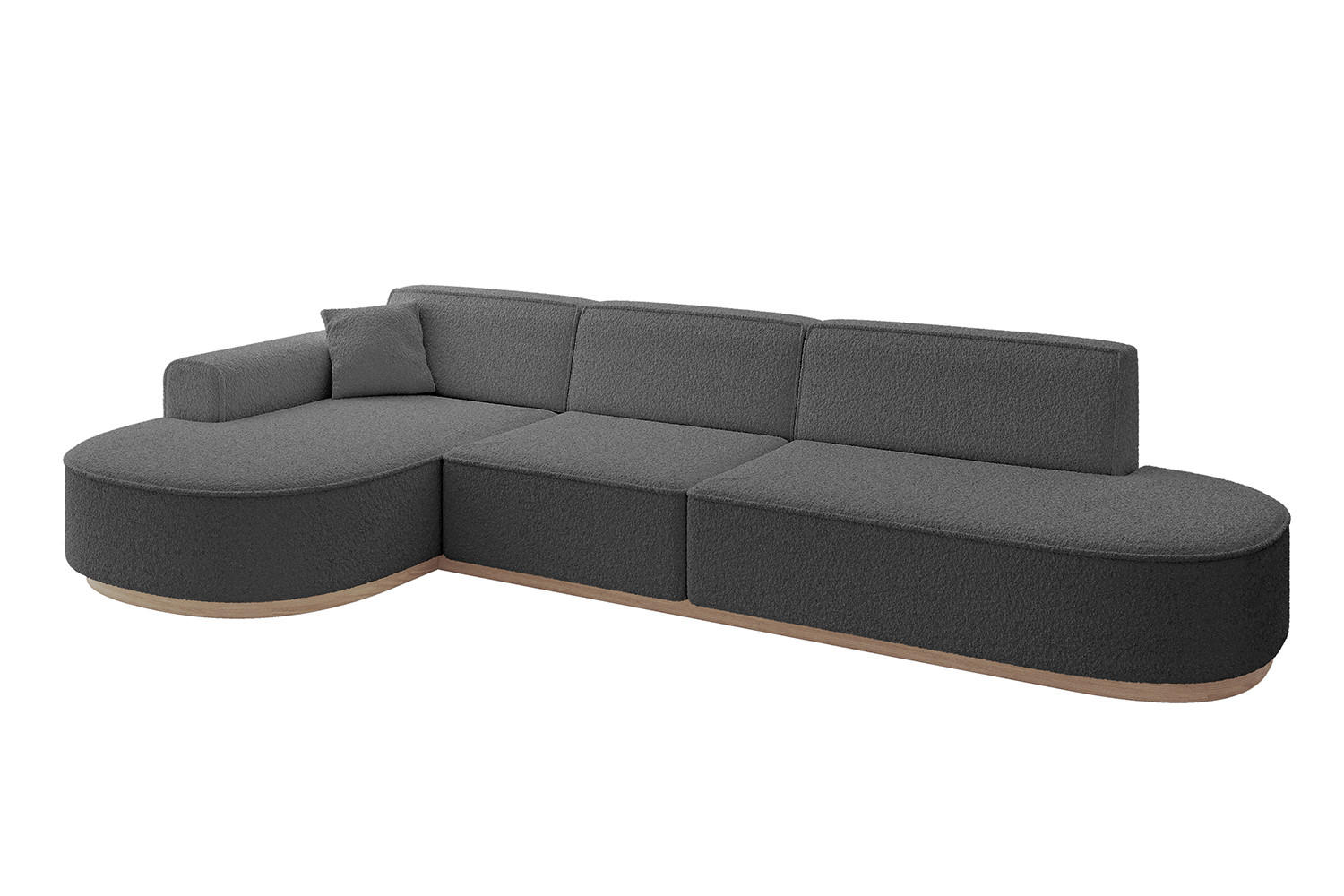 ECKSOFA Ottomane Links MARI-L2-v1 - 328x171x83 cm Grau Bouclé - Grau, Holzwerkstoff/Textil (328/171cm) - ALTDECOR