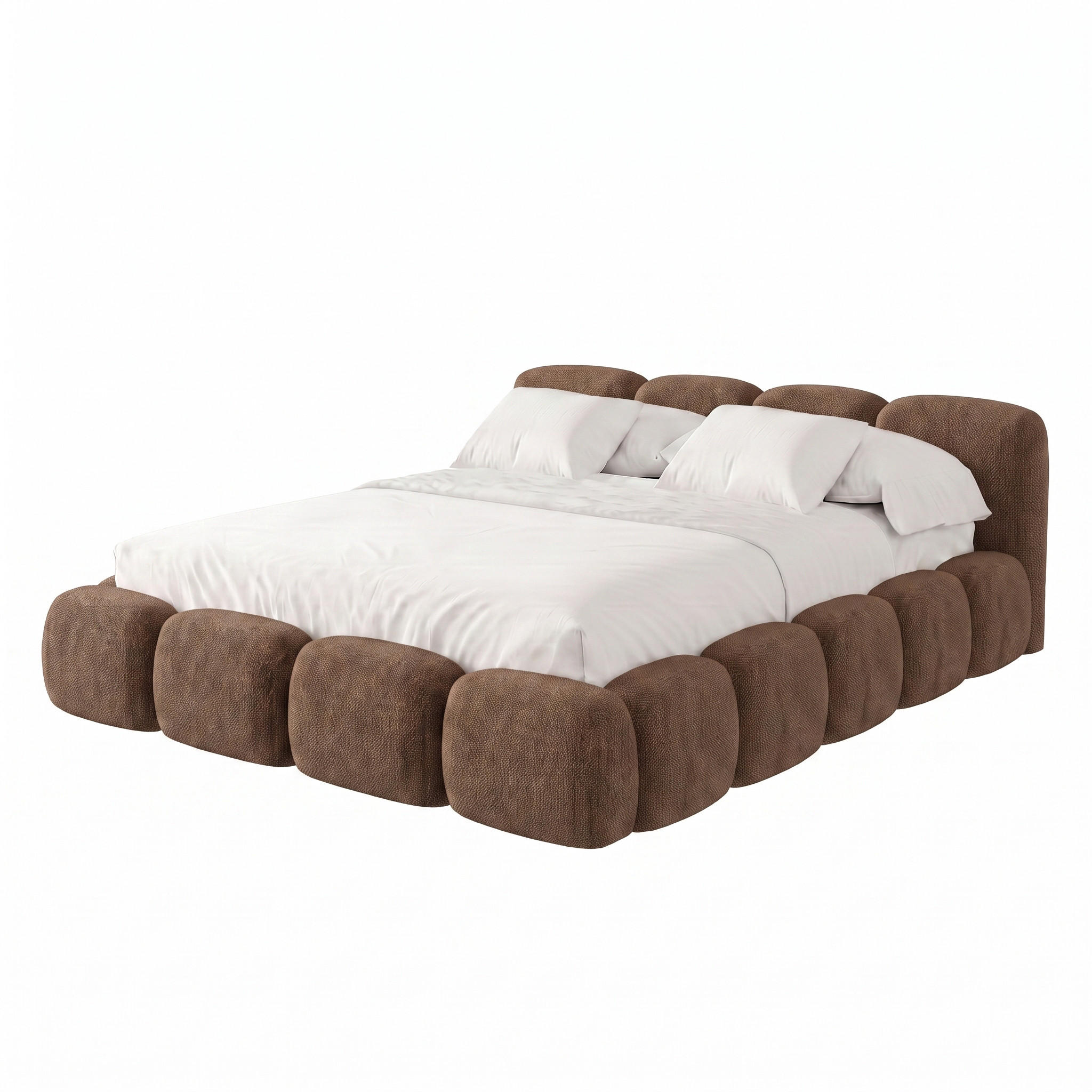 POLSTERBETT SUENO mit Matratze 180x200 cm in Braun, gepolstertes Kopfteil, Metalllattenrost, Bettkasten, Chenille-Stoff - Naturfarben/Braun, Holz/Textil (180/200cm) - Muffo