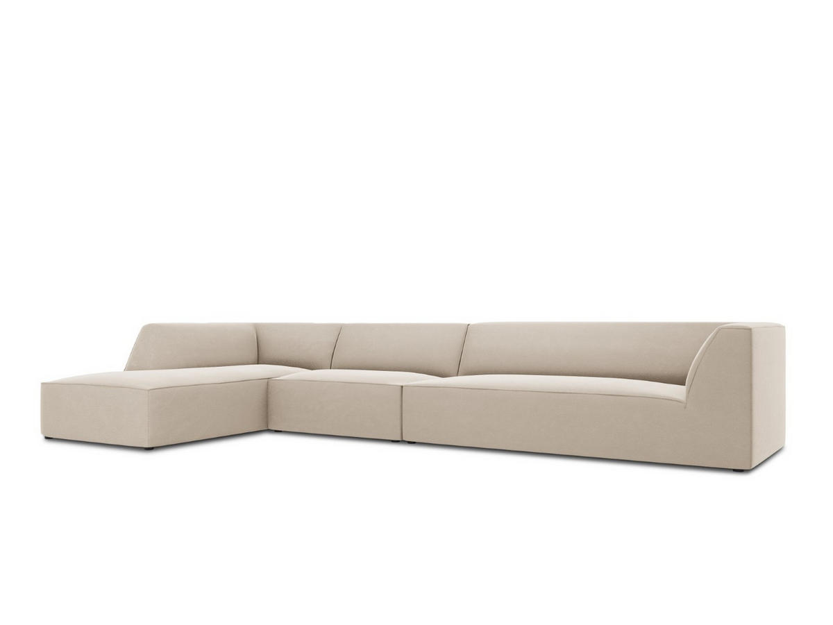 ECKSOFA links Ruby aus Samt beige 5 Sitzplätze - Beige, Textil (180/366cm) - Micadoni