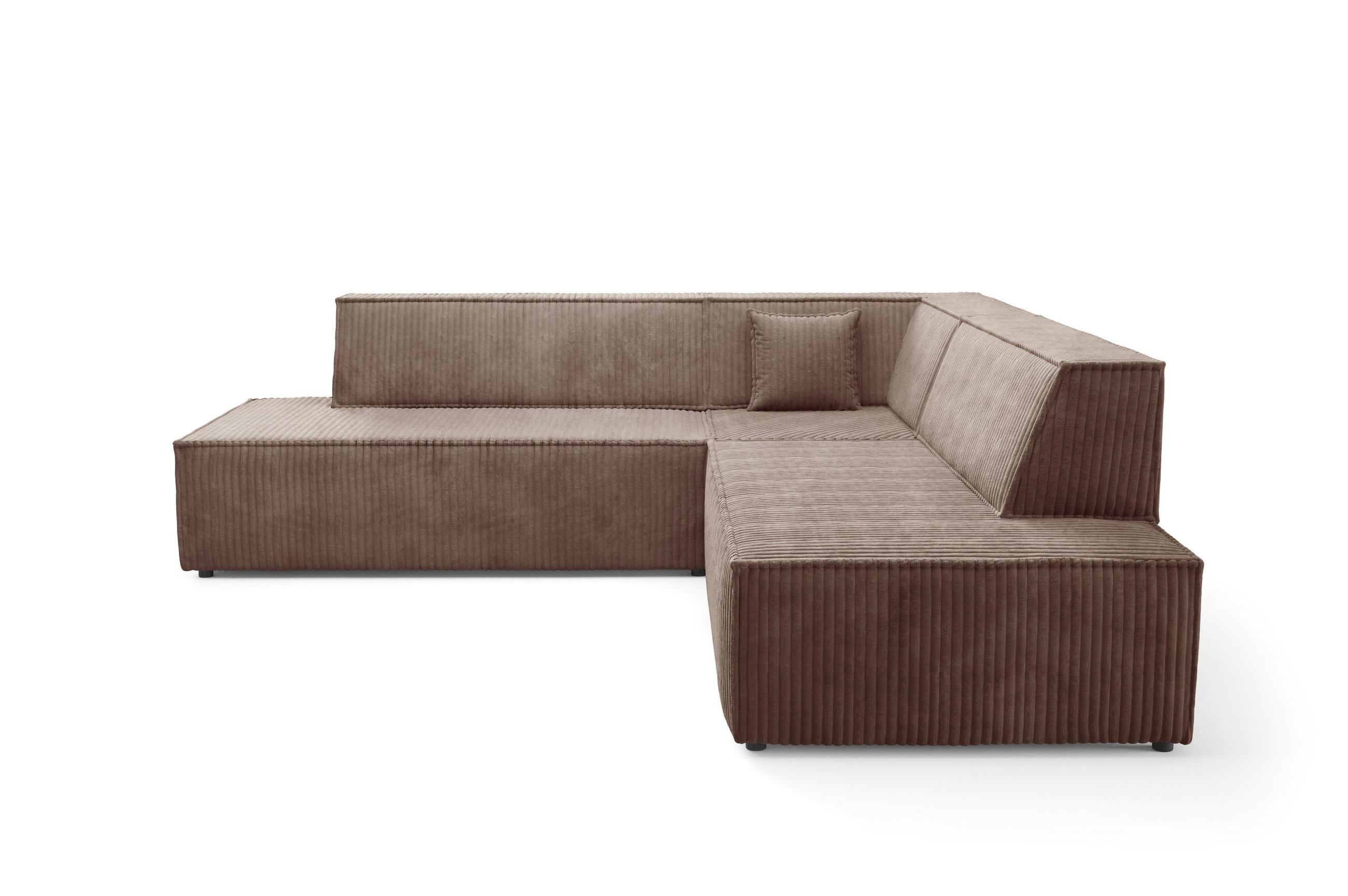 ECKSOFA TESSO II R-S Braun Kordstoff mit Schlaffunktion - Braun, Holz (254/254cm) - MASSENO