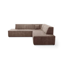 ECKSOFA TESSO II R-S Braun Kordstoff mit Schlaffunktion - Braun, Holz (254/254cm) - MASSENO