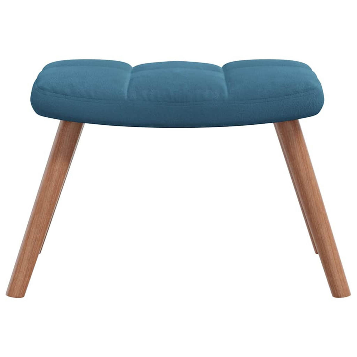 SESSEL mit Hocker, Holzbeine 61,5/69/95,5 cm aus Samt Blau - Blau/Braun, Holz/Textil (61.5/95.5/69cm) - vidaXL