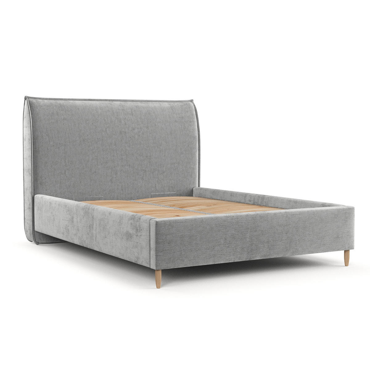 POLSTERBETT Mira 180/200 cm Hellgrau im Lotta Stoff - Hellgrau/Naturfarben, Holz/Holzwerkstoff (180/200cm) - AltaBeds