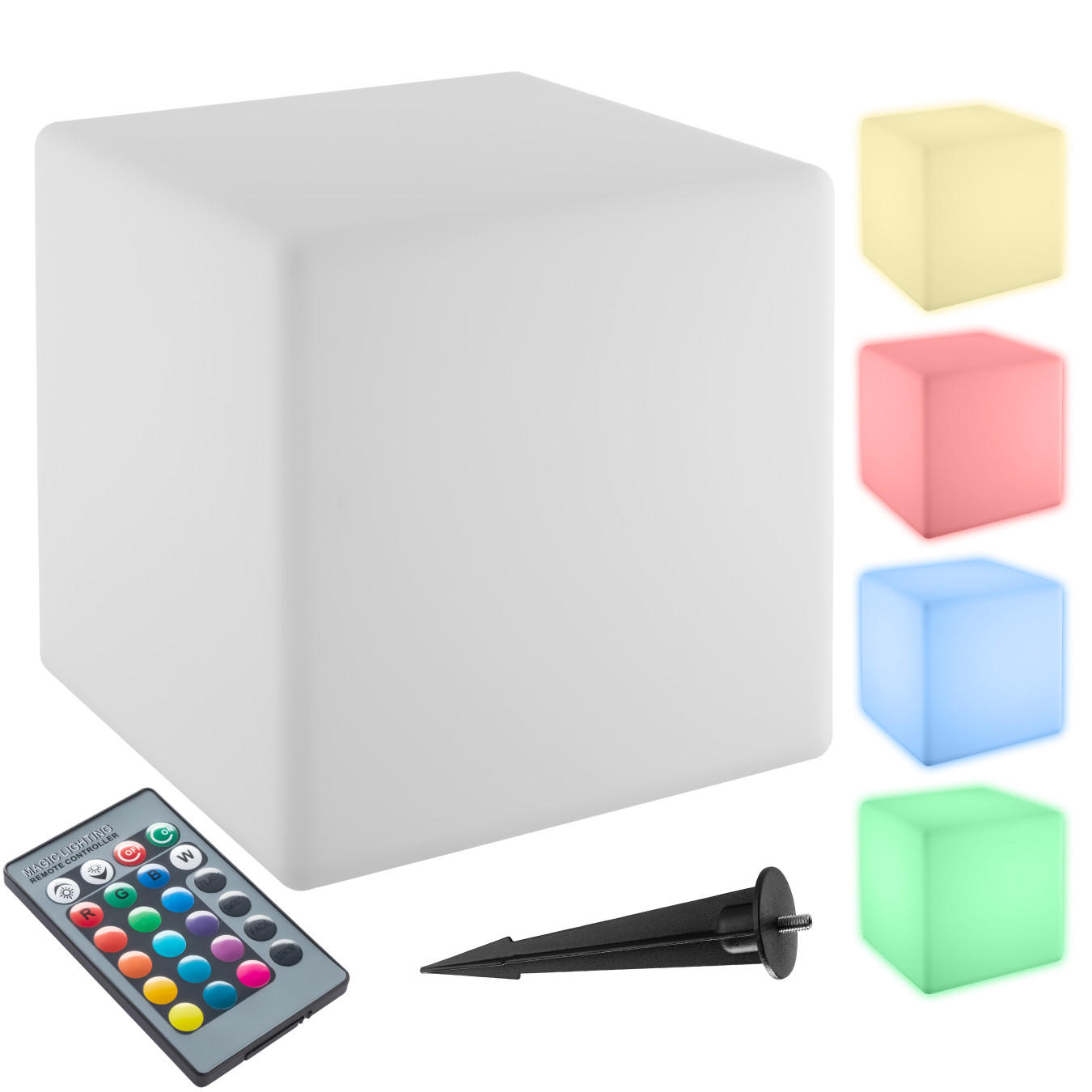 LEUCHTWÜRFEL Luminous Cube,Belastbarkeit 100 kg, inkl. Erdspieß,weiß - Weiß, Kunststoff (43/43/43cm) - tectake