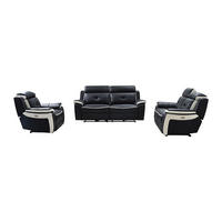 COUCHGARNITUR mit Sessel - 6 Personen - leder - schwarz, weiß Angelique - Schwarz/Weiß, Leder (207/103/97cm) - Vente-Unique