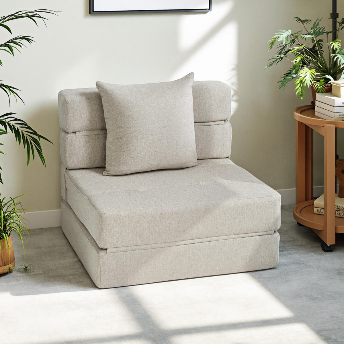 SCHLAFSESSEL DE-14621 mit abnehmbarem Kissenbezug Beige - Beige, Textil (70/61/70cm) - ComfortXL