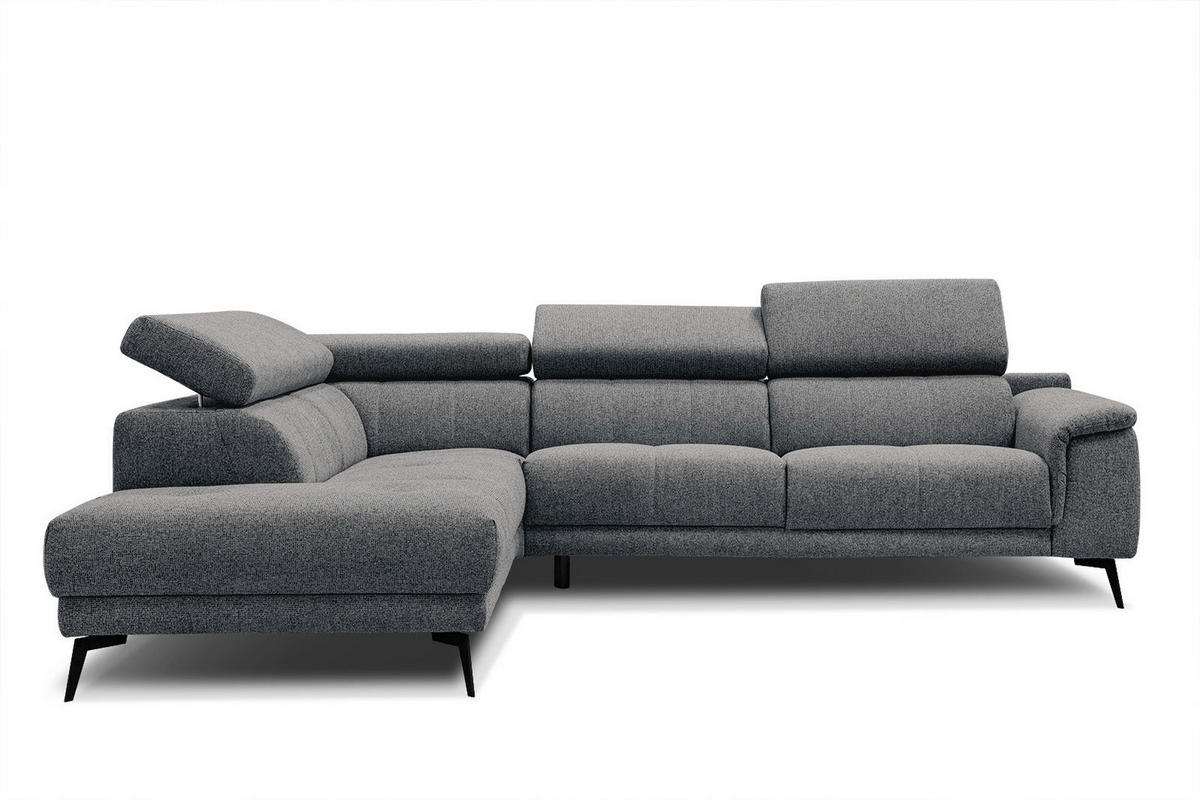 ECKSOFA FIERO 5-Sitzer, dunkelgrau - Dunkelgrau/Schwarz, Holzwerkstoff/Textil (158/269cm) - Courtois Laville