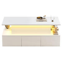 COUCHTISCH 100/50/40 cm weiß aus MDF mit LED und Stauraum - Weiß, Holzwerkstoff (100/50/40cm) - OKMYHOME