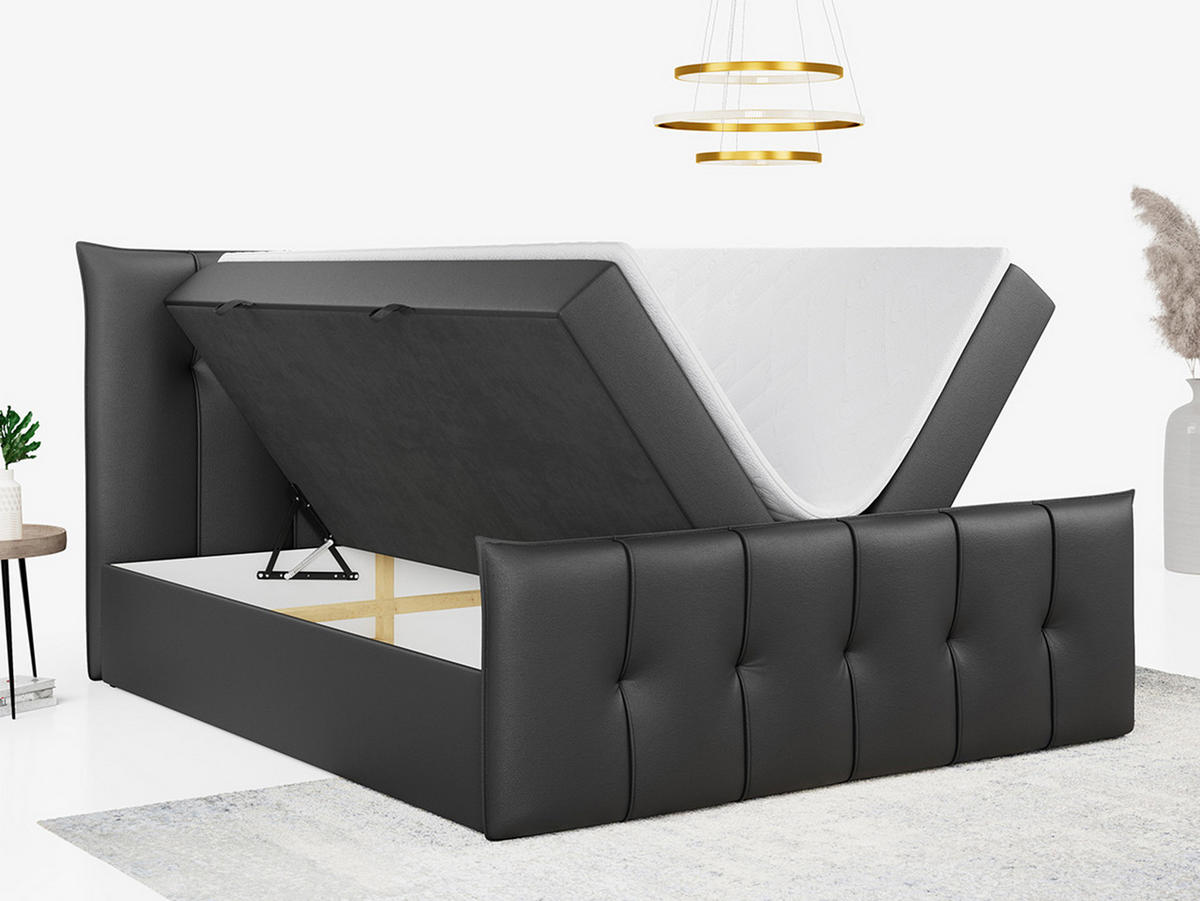 BOXBETT PREMIUM 11 180/200 Dunkelgrau Kunstleder - H4 - Dunkelgrau, Holz/Textil (180/200cm) - MKS