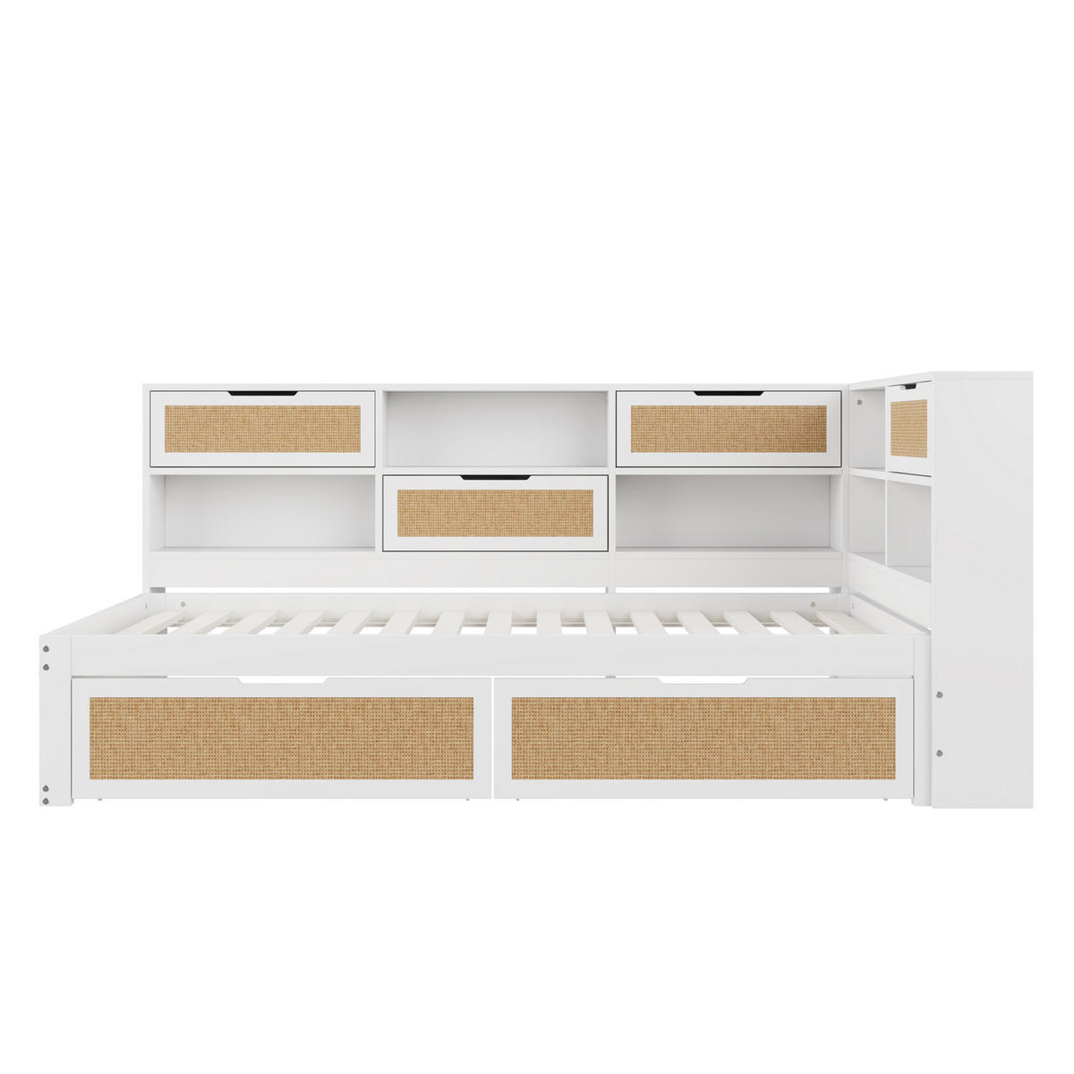 SCHLAFSOFA 90/200 cm mit USB-Anschluss, Stauraumfächern und 2 Schubladen, Weiß - Weiß, Holz (225/92/116cm) - Redom