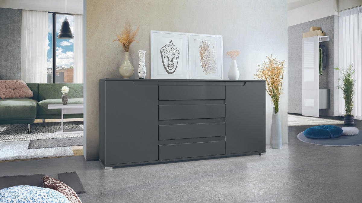 SIDEBOARD Sylt Anthrazit matt - Anthrazit, Holzwerkstoff (166.5/75.5/35cm) - Vladon