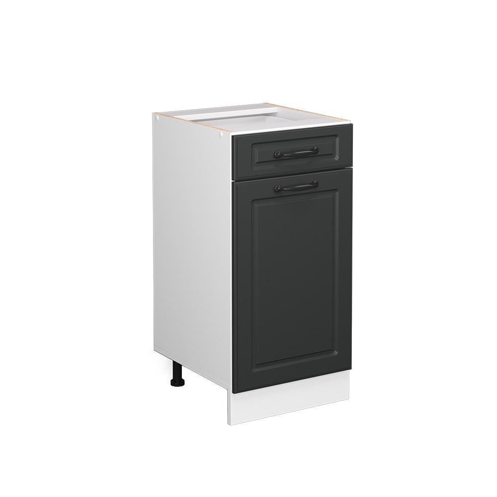 KÜCHENUNTERSCHRANK R-Line Anthrazit Landhaus 40 cm ohne AP - Anthrazit/Weiß, Holzwerkstoff (40/81.6/46cm) - Vicco