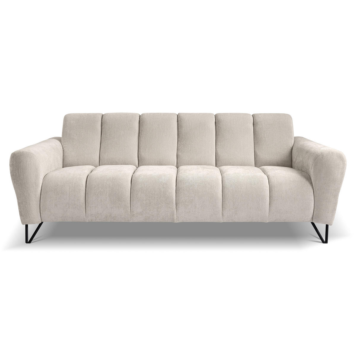 3-SITZER SOFA Volare mit Metallbeinen Creme - Creme/Schwarz, Textil/Metall (220/83/98cm) - Beautysofa