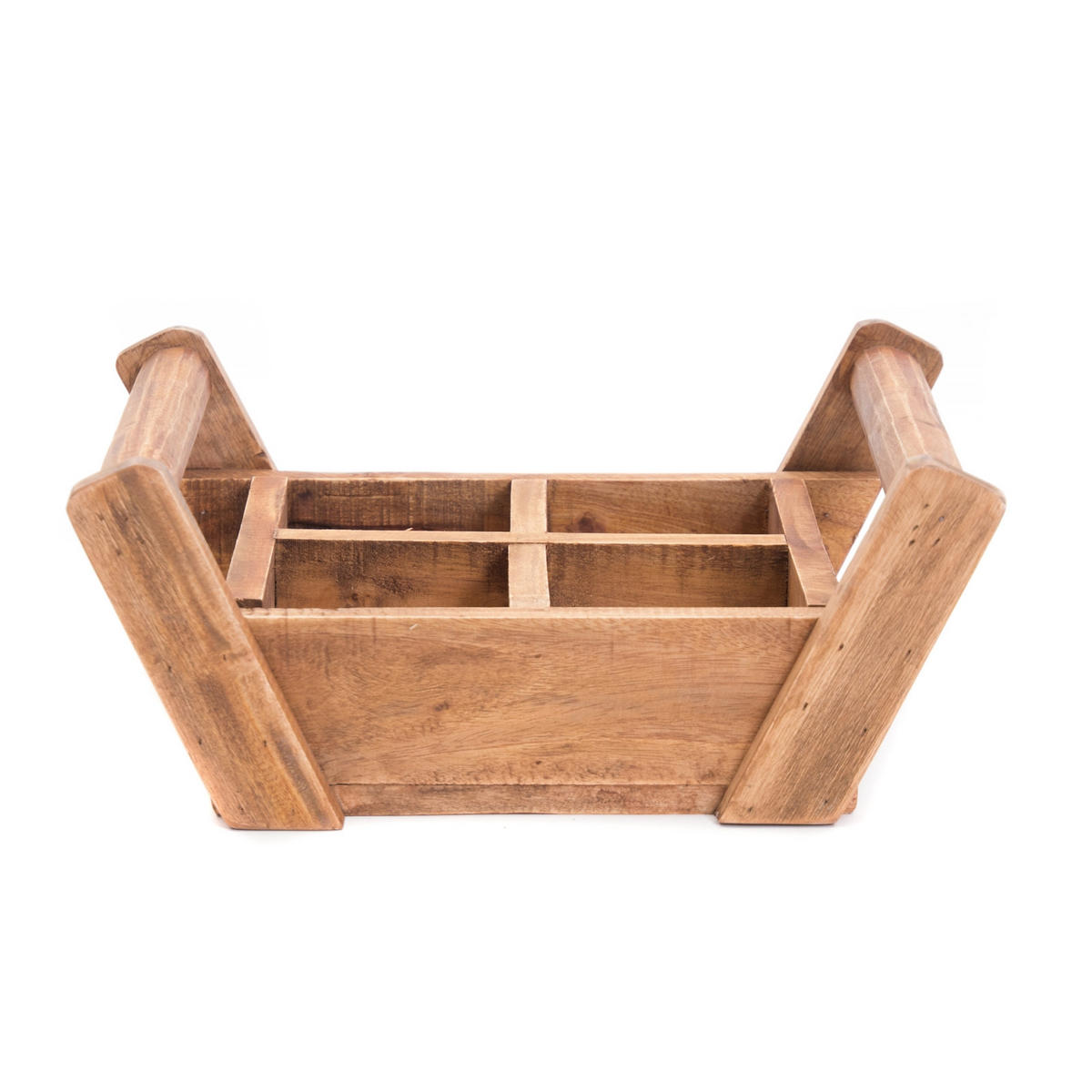 HOLZKISTE Brick II Mahagoni Holz, 4 Fächer, mit Griffen naturfarben - Naturfarben, Holz (8cm) - DESIGN DELIGHTS