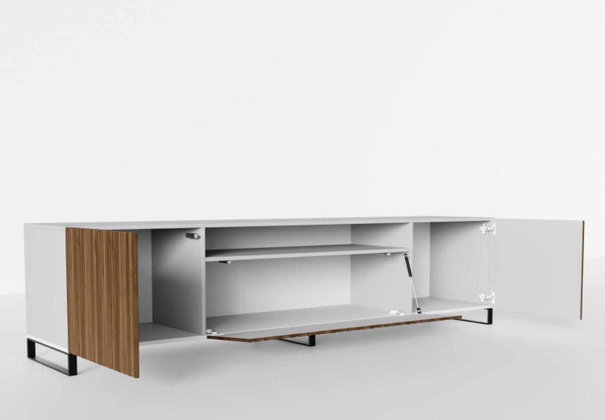TV-SCHRANK Weiß Catania Eiche Stehend 200 cm - Weiß, Holzwerkstoff (200/53/41cm) - Sepro Meble