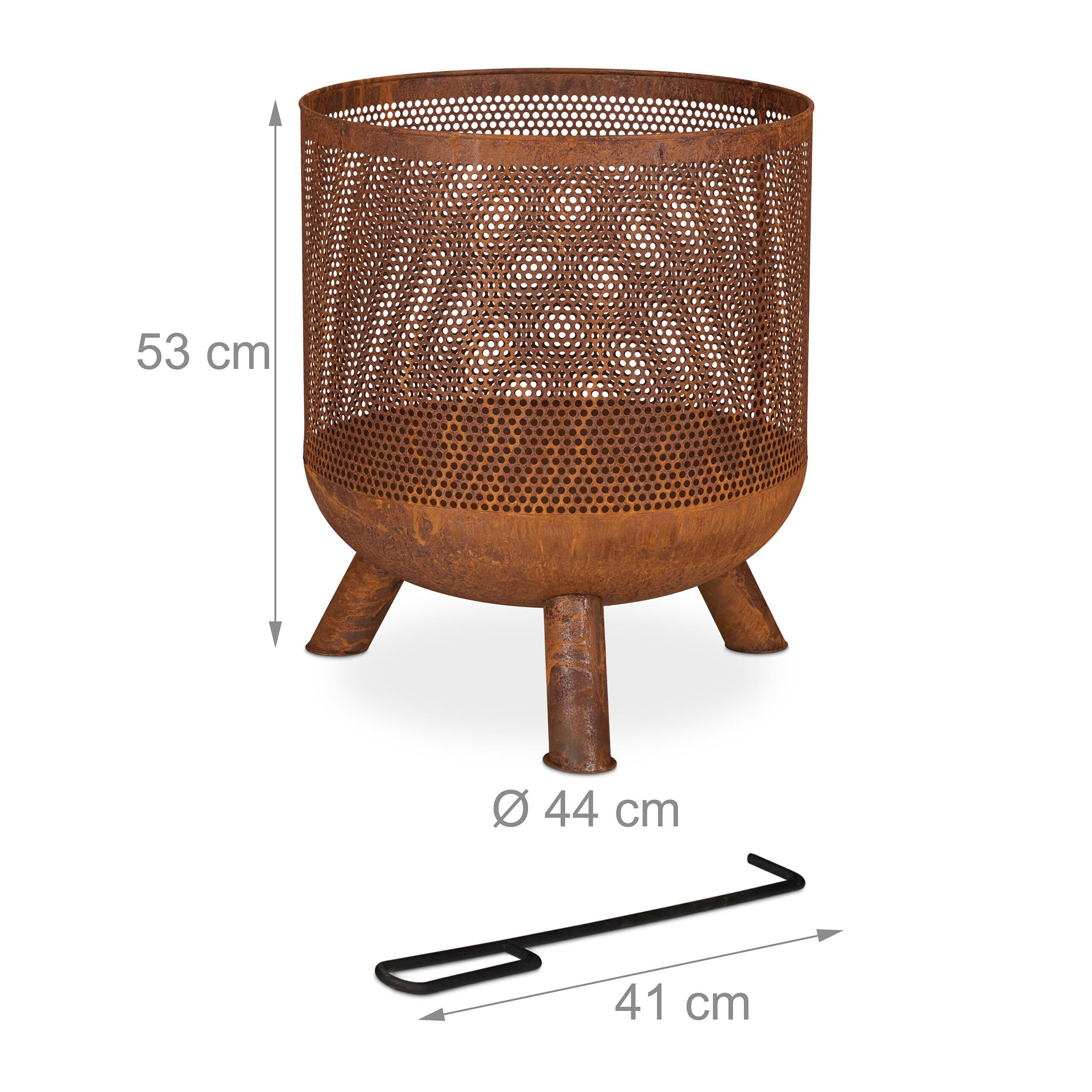 Thumbnail - Relaxdays Feuerkorb, Braun, Metall, 44x53x44 cm, Freizeit, Campingzubehör, Feuerschalen