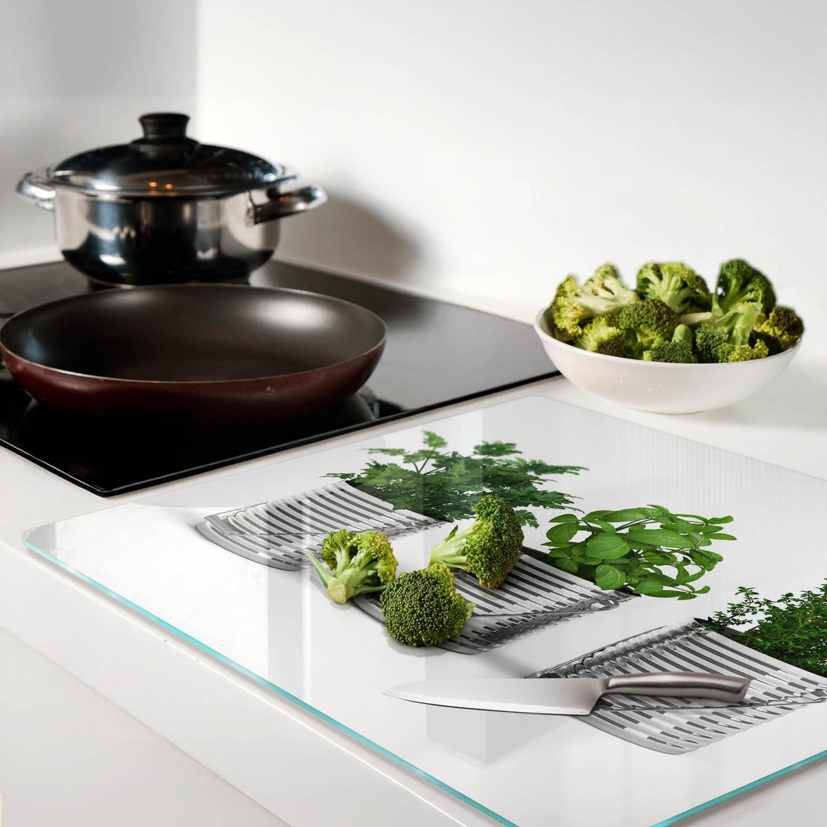 GLASPLATTE 60x52 cm Aromatische Pflanzen - Grün, Glas (60/0.4/52cm) - TULUP