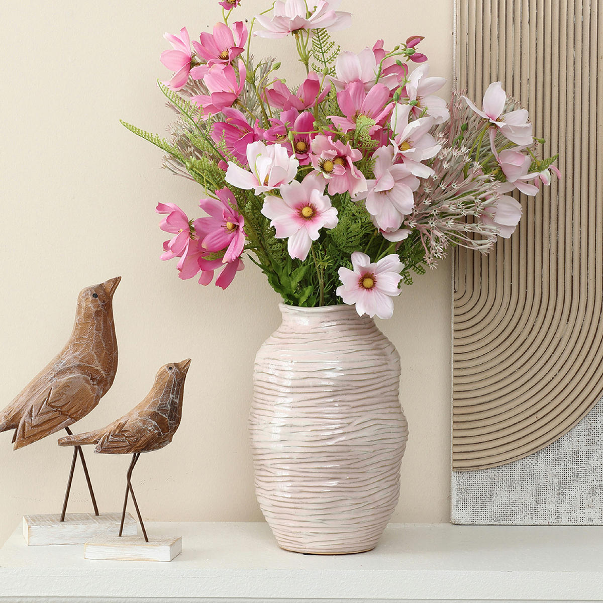 VASE,Ø 16 x H 24.5 cm - Roségold, Keramik (24.5cm) - Hometopia