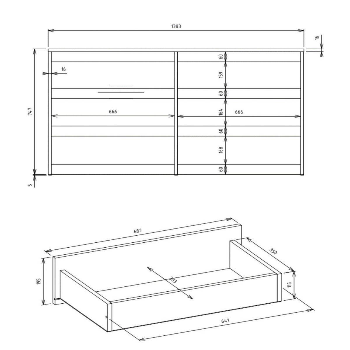KOMMODE: 6 Schubladen Farbe: kaschmir, 140 x 40 x 75cm - Kaschmir, Holzwerkstoff (140/75/40cm) - 3XE LIVING