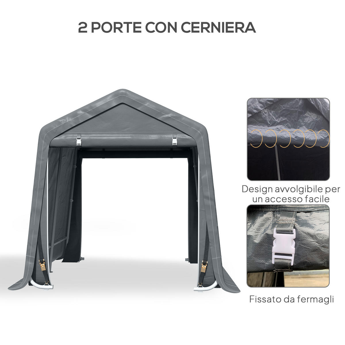 CARPORT Dunkelgrau 1 Stück - Dunkelgrau, Kunststoff/Metall (200/202/240cm) - GiPP