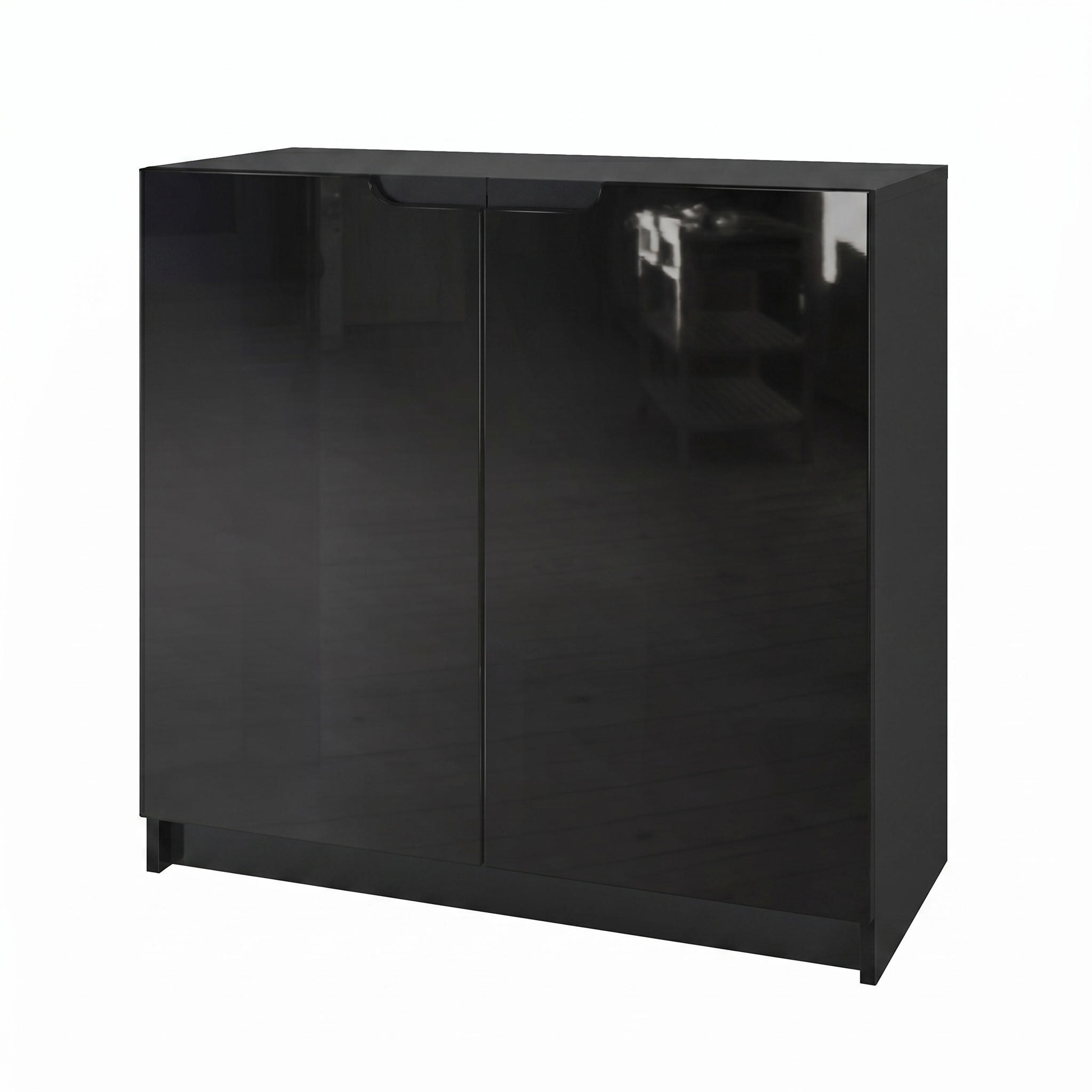 KOMMODE Logan Fronten in Schwarz Hochglanz - Schwarz Hochglanz, Holzwerkstoff (82/78/37cm) - Vladon
