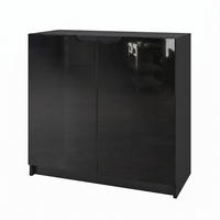KOMMODE Logan Fronten in Schwarz Hochglanz - Schwarz Hochglanz, Holzwerkstoff (82/78/37cm) - Vladon