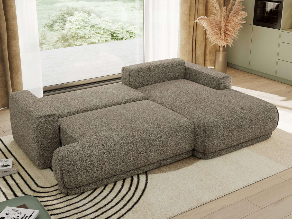 ECKSCHLAFSOFA RINA L Grau Strukture - rechts - Schwarz/Grau, Kunststoff/Textil (170/267cm) - MKS