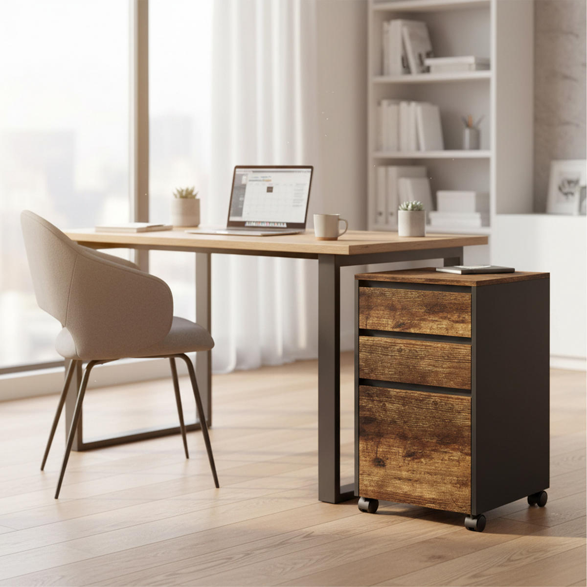 ROLLCONTAINER - Schwarz, Holzwerkstoff/Kunststoff (40/70/40cm) - Relaxdays