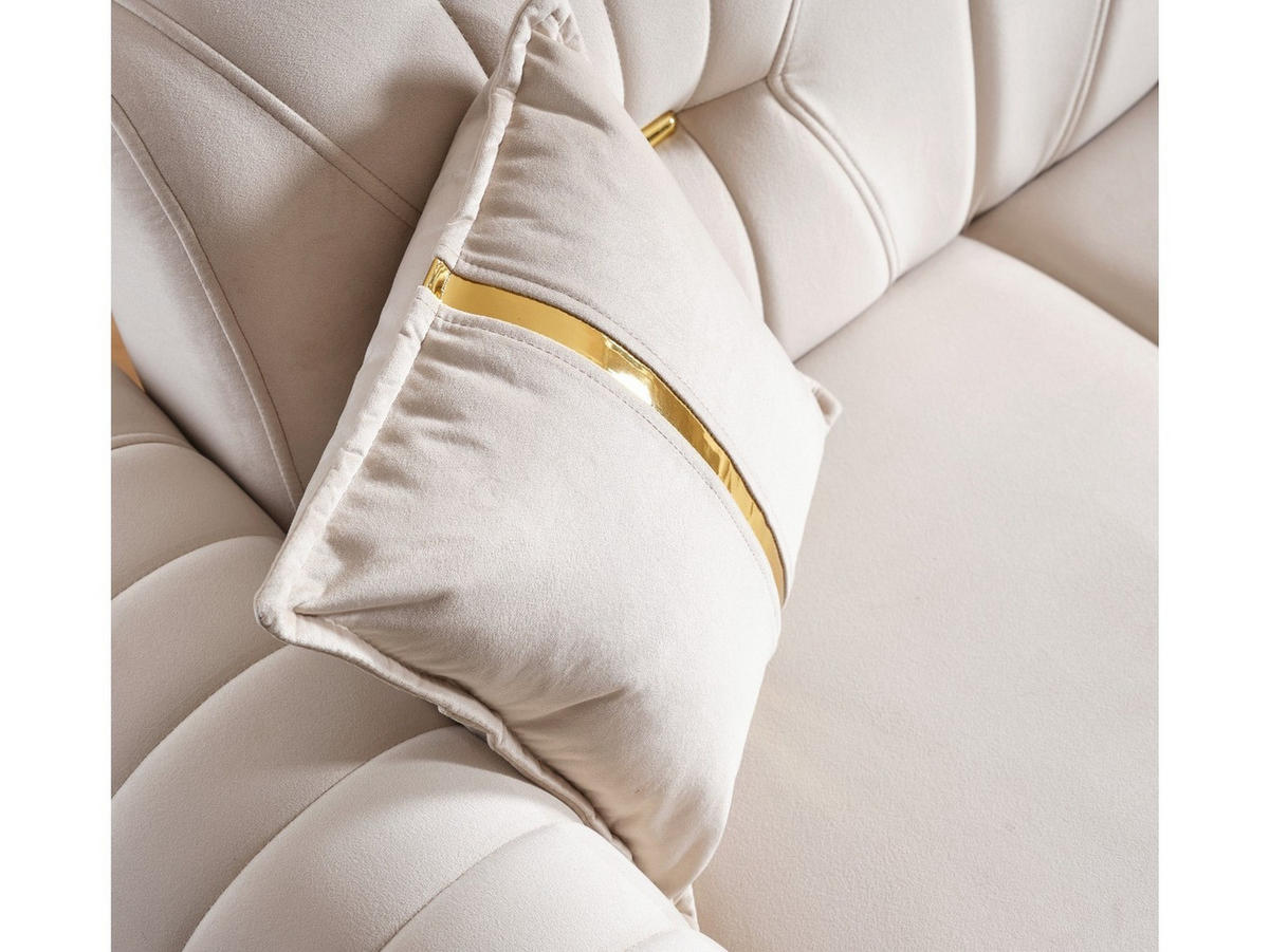 ECKSCHLAFSOFA Bogota Creme - Langer Schenkel Rechts - Creme, Holzwerkstoff/Metall (245/310cm)