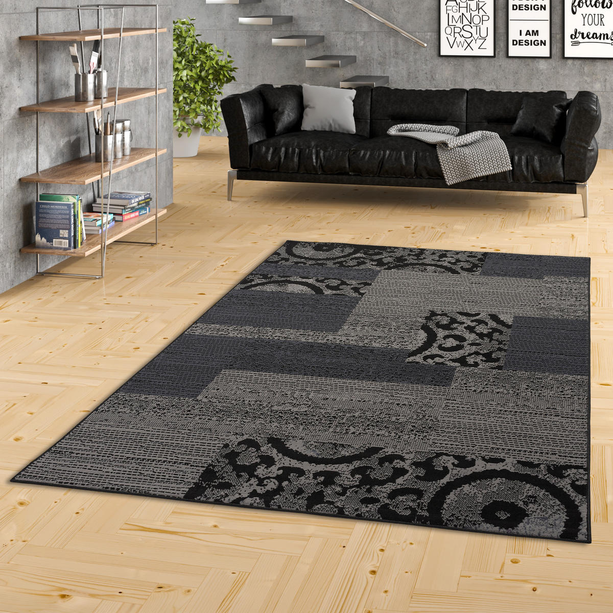 TEPPICH TRENDLINE PATCHWORK - Grau, Textil (80/150cm) - Pergamon