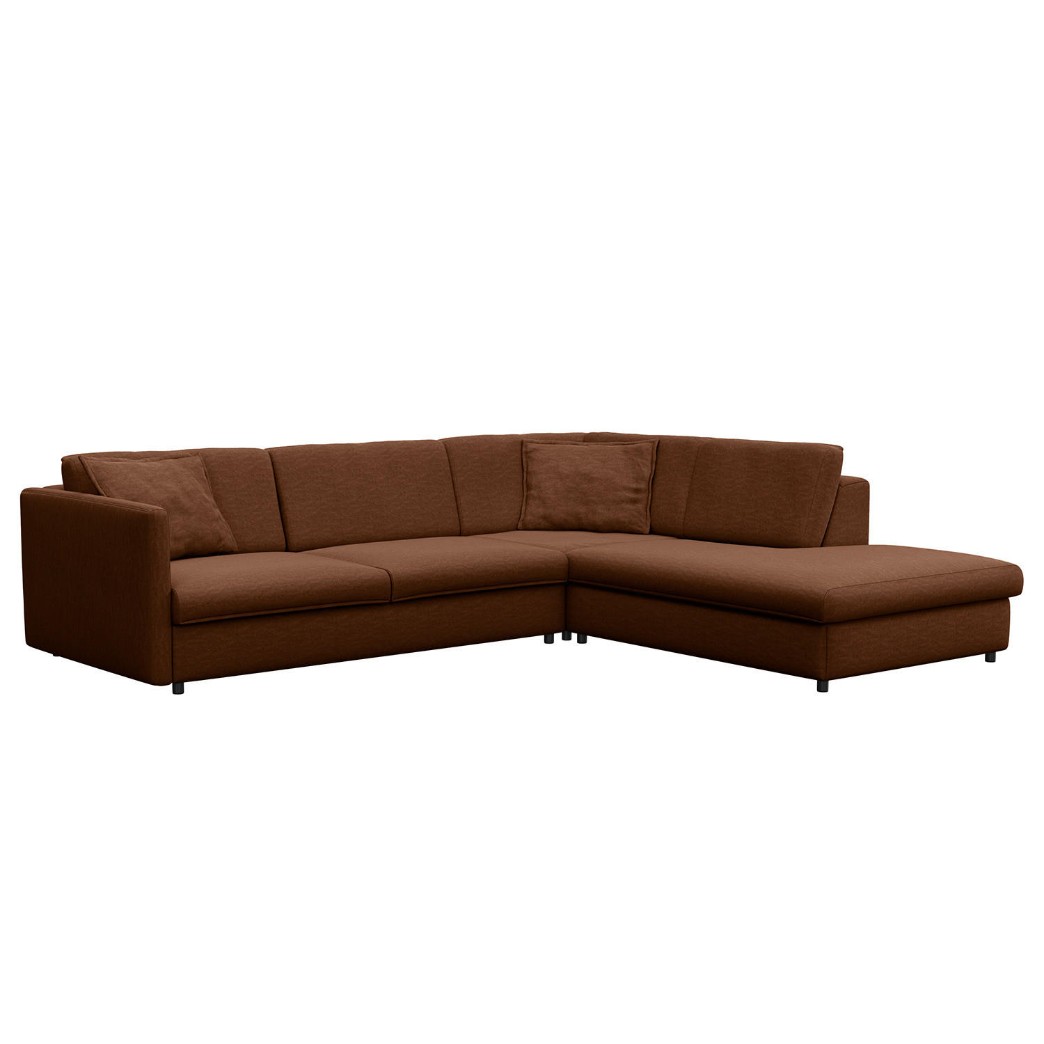 ECKSOFA mit Ottomane - Schwarz/Braun, Kunststoff/Textil (328/272cm) - home24