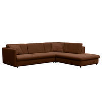 ECKSOFA mit Ottomane - Schwarz/Braun, Kunststoff/Textil (328/272cm) - home24